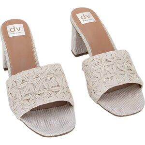 DV Dolce Vita Honey Raffia Block Heel Dress Sandals Cream Women US 10